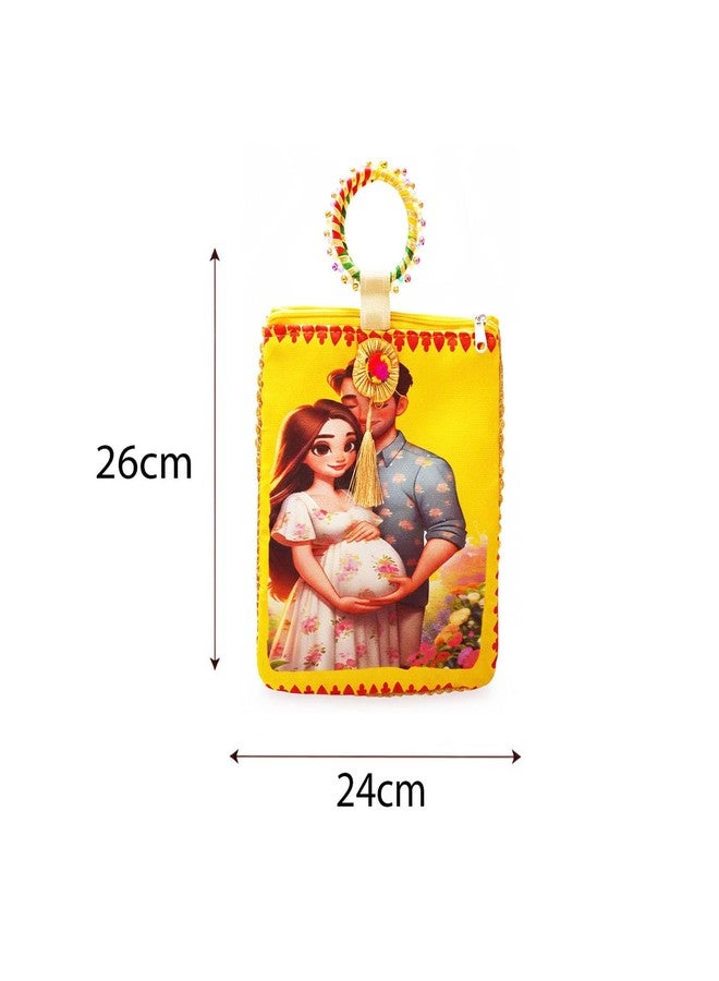 TAVASYA Traditional Potli Gift Bags with Zip & Bangle Handle - Pack of 10 - Baby Shower Design| Return Gift Bags for Weddings, Pooja, Baby Shower, Housewarming, Festivals & Functions - Image 2